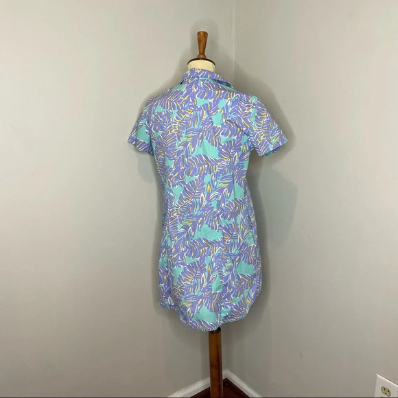 Chubbies Sz Medium Shirt Dress Tropicamo Button Up Hawaiian Purple Green Pockets - Picture 3 of 5